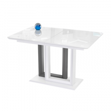 Стол на тумбе Санса 120(160)х80х76 белая шагрень / белый