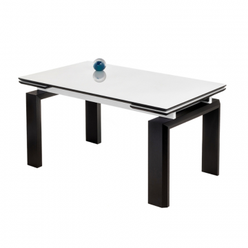 Стеклянный стол Давос 140(200)х80х78 белый / венге