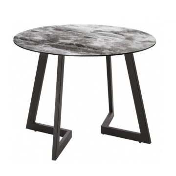 Стеклянный стол Алингсос черная шагрень / мрамор серый