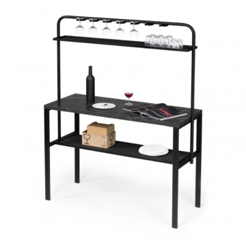 Барный стол Нари 120х50х171 файерстоун / черный матовый