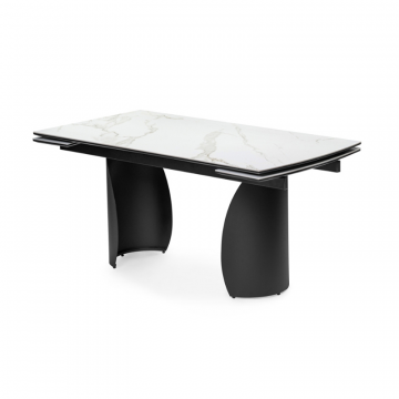 Керамический стол Готланд 180(240)х90х79 белый мрамор  / черный