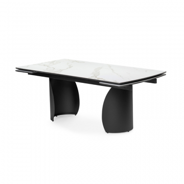 Керамический стол Готланд 160(220)х90х79 белый мрамор / черный
