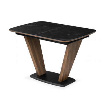 Стол на тумбе Петир 120(160)х80х75 черный мрамор / орех / черный