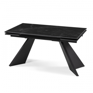 Керамический стол Ливи 140х80х78 черный мрамор / черный
