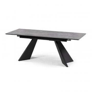 Керамический стол Ливи 140х80х78 серый мрамор / черный