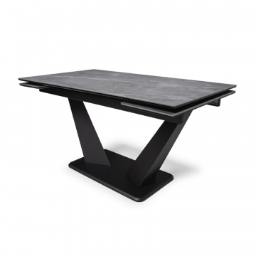 Керамический стол Кели 140(200)х80х76 серый мрамор / черный
