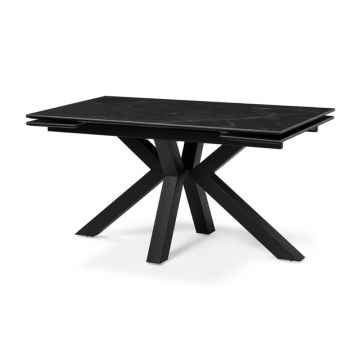 Керамический стол Бронхольм 140(200)х80х77 черный мрамор / черный