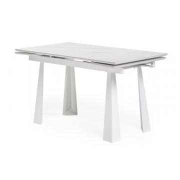 Стол Бэйнбрук 140(200)х80х76 белый мрамор / белый