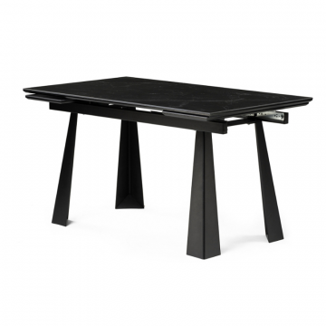 Стол Бэйнбрук 140(200)х80х76 черный мрамор / черный