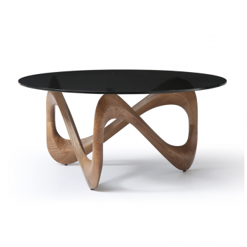 Стол журнальный Sea Glass, серое стекло/орех