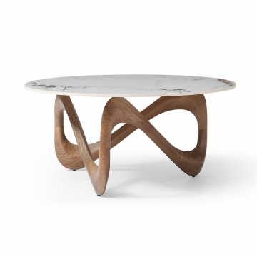 Стол журнальный Sea Ceramic, белая керамика/орех