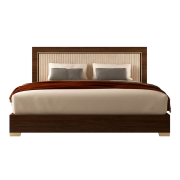 Кровать EVA с обивкой 160, деревянная, отделка орех, обивка ткань