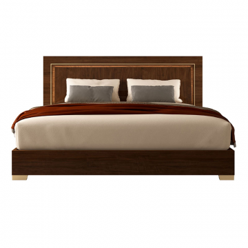 Кровать EVA 160, без обивки, с подсветкой, деревянная, отделка орех
