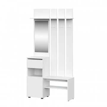 Вешалка с зеркалом Токио, белая