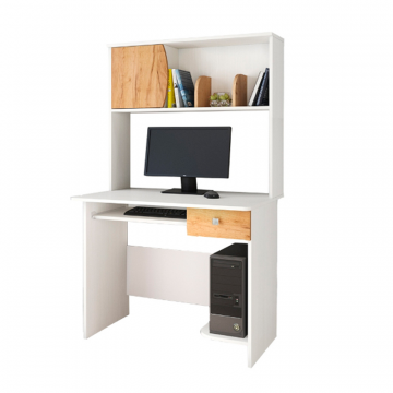 Стол компьютерный Грета-4, белый/дуб крафт