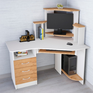 Стол компьютерный Грета-7, белый/дуб крафт