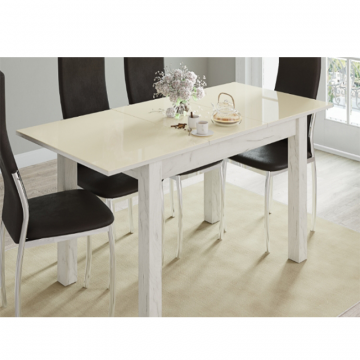 Стол обеденный раскладной Бруно 60, крафт белый/лакобель ваниль