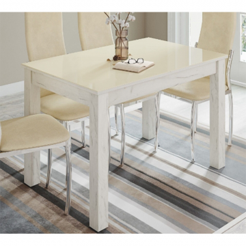 Стол обеденный Норман 60, дуб крафт белый/лакобель ваниль