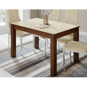 Стол обеденный Норман 60, орех/лакобель ваниль