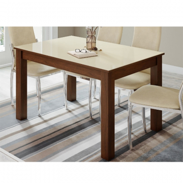 Стол обеденный Норман 80, орех/лакобель ваниль