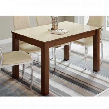 Стол обеденный Норман 80, орех/лакобель ваниль