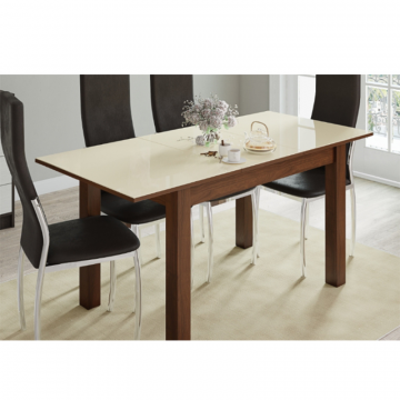 Стол обеденный раскладной Бруно 70, орех/лакобель ваниль