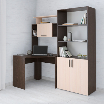Стол компьютерный Квартет-12 со стеллажом, комплект, венге/дуб молочный