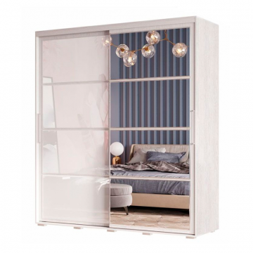 Шкаф-купе с зеркалом Крафт-6, ясень белый