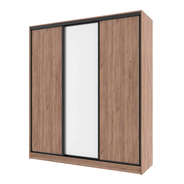 Шкаф-купе трехдверный с зеркалом 2000 Домашний Дуб табачный Craft