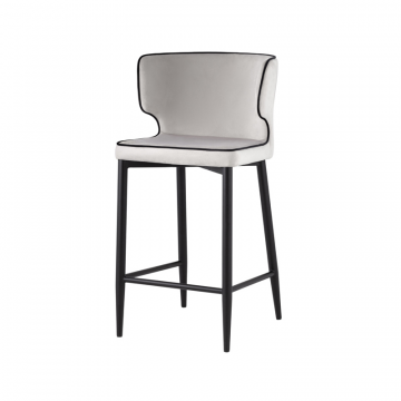 Стул полубарный Матео с кантом велюр светло-серый