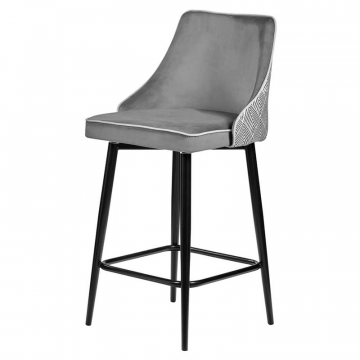 Стул полубарный Dave серый с жаккардом, с поворотным механизмом