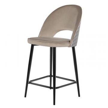 Стул полубарный Leo латте с жаккардом, с поворотным механизмом