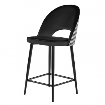 Стул полубарный Leo чёрный с жаккардом, с поворотным механизмом