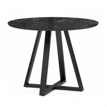 Стеклянный стол Норфолк 100х78 черный мрамор / черный