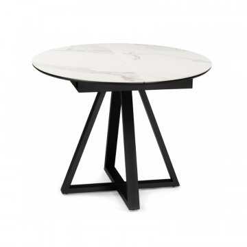 Керамический стол Нельсон 100(140)х100х76 alpine white / черный