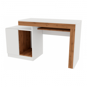 Компьютерный стол Модена белый / дуб вотан