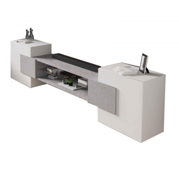 ТВ тумба Лисмор белый / бетон светлый