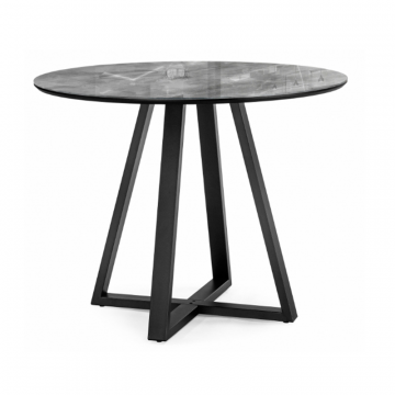 Стеклянный стол Норфолк 100х78 серый мрамор / черный