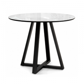 Стеклянный стол Норфолк 100х78 белый мрамор / черный