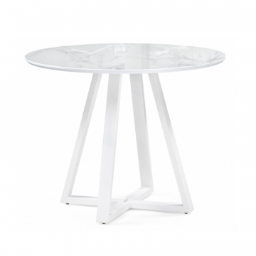 Стеклянный стол Норфолк 100х78 белый мрамор / белый