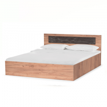 Двуспальная кровать Taika 160х200 дуб золотой / камень темный