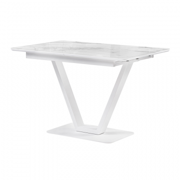 Стол на тумбе Бугун 120(160)х80х77 белый мрамор / белый