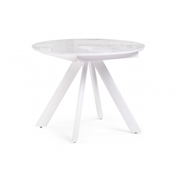 Стеклянный стол Галвестон 100х76 белый мрамор / белый