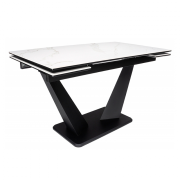 Керамический стол Кели 140(200)х80х76 белый / черный