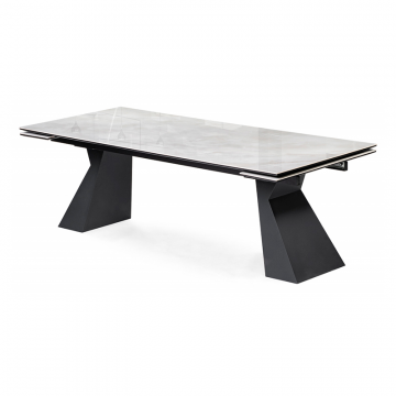 Керамический стол Денхольм 240(290)х100х75 rystal onyx bianco / черный