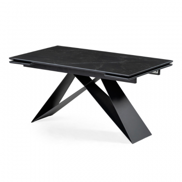Керамический стол Ноттингем 160(220)х90х77 черный мрамор / черный