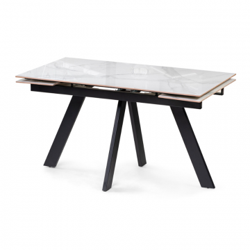 Керамический стол Невис 140(200)х80х76 creto statuario cara polished / черный