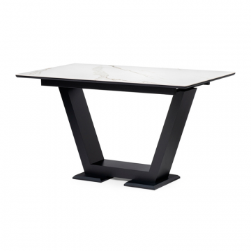 Стол на тумбе Иматра 140х80х76 белый мрамор / черный