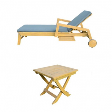 Комплект из шезлонга PAOLO и столика RAMON из акации(teaklook)