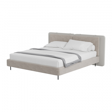 Кровать двуспальная Hub 180 см (бежевый, экокожа, рогожка)